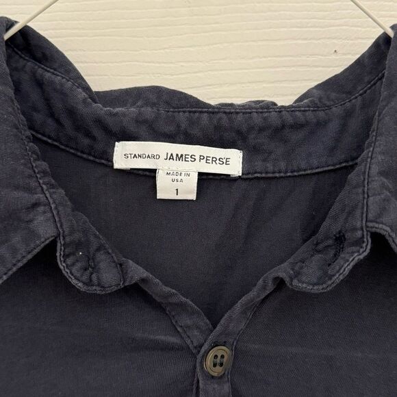 Standard James Perse Women’s Cropped Polo Shirt Size 1 Small Navy Blue Layering - Picture 4 of 7